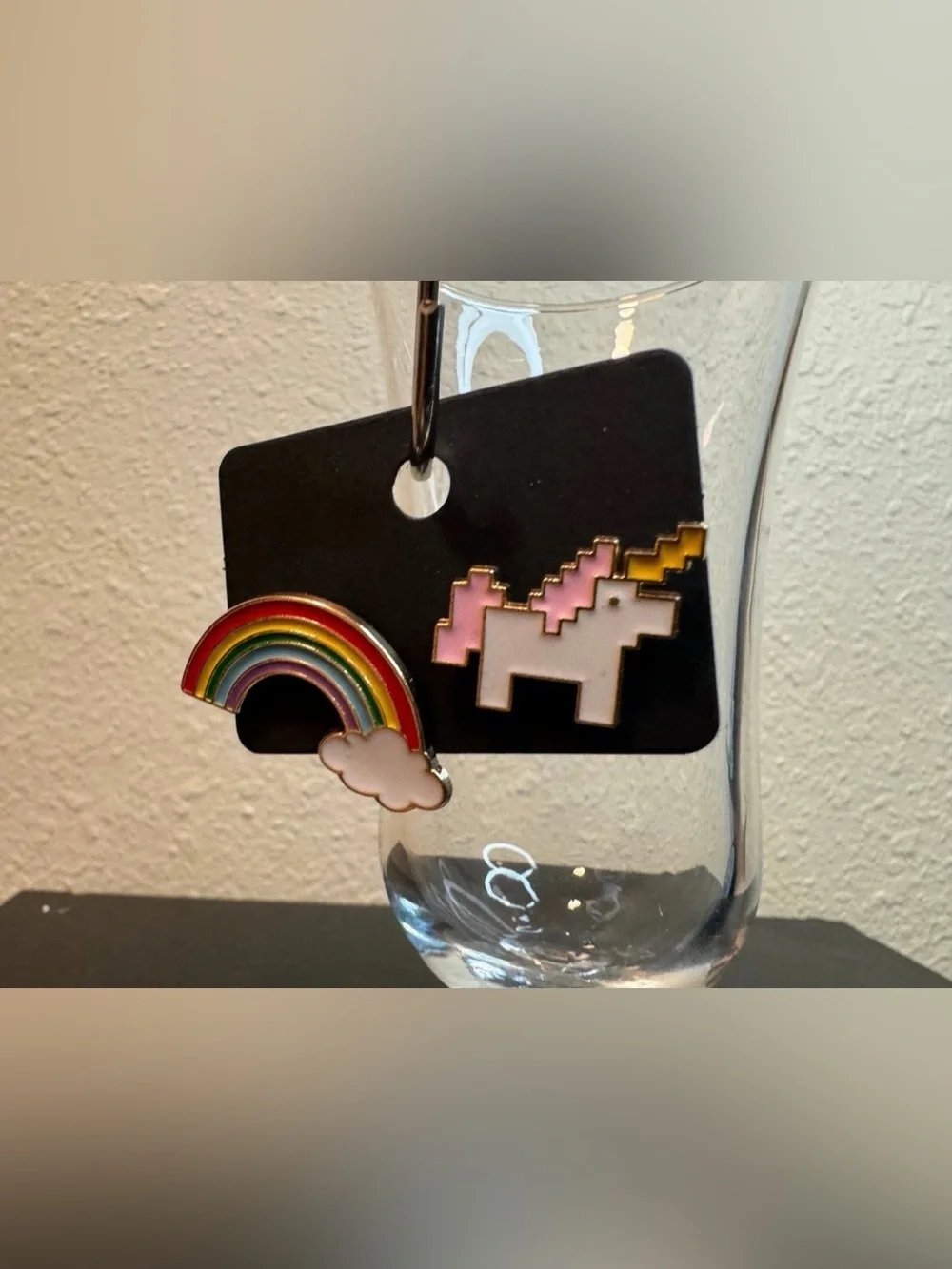 Rainbow Unicorn Enamel Pin Pair 8-Bit Fantasy Gaming Retro Pink Rainbow